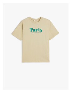 Koton Paris Theme T-Shirt with Print on the Back Short Sleeved Crew Neck Cotton