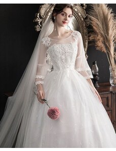 Donna Bridal svatební šaty s dvojtým dlouhým rukávy + třyptivá sukně