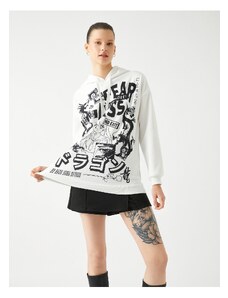 Koton Oversize Anime Sweatshirt with Hoodie Printed Back