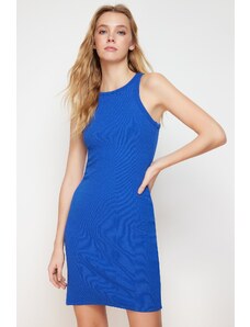 Trendyol Saks Ribbed Bodycone/Fitting Barbell Neck Stretchy Mini Knitted Pencil Dress