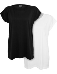 UC Ladies Dámské triko s prodlouženým ramenem 2-balení černá/bílá