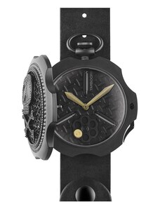 Mondia Watches Černé pánské hodinky Mondia s koženým páskem Tambooro Bullet Dirty Black ZIRCONIA 48MM