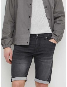 Džínové šortky Pepe Jeans SLIM GYMDIGO SHORT pánské, černá barva, PM801075XG7