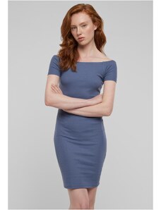 UC Ladies Dámské šaty Off Shoulder Rib - modré