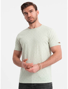 Ombre Clothing Pánské tričko s barevným potiskem - světle zelené V5 OM-TSFP-0185