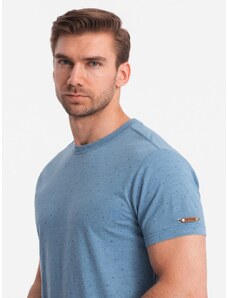 Ombre Clothing Pánské celopotištěné tričko s barevnými písmeny - modrá džínovina V4 OM-TSFP-0185