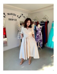Marizu shop Krásné společenské šaty v midi délce s rukávem