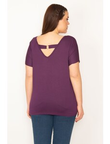 Şans Women's Plus Size Plum Viscose Tunic With Low-Cut Back