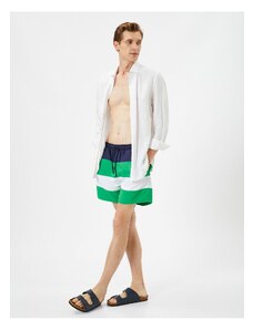 Koton Marine Shorts Color Block Laced Waist Pocket