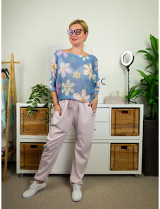Ležérní kalhoty Justýna - Plus Size světle růžové