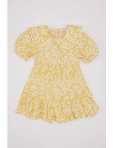 DEFACTO Baby Girl Floral Short Sleeve Crinkle Viscose Dress