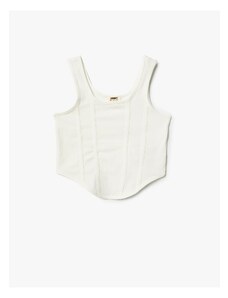 Koton Strappy Round Neck Crop Undershirt Ribbed Cotton