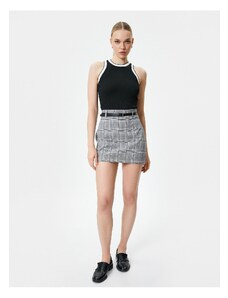 Koton Plaid Mini Skirt with Belt