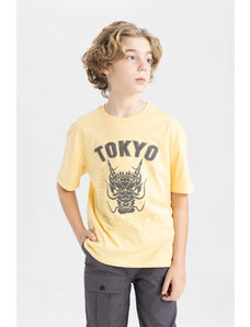 DEFACTO Boy Oversize Fit Crew Neck Printed Short Sleeve T-Shirt