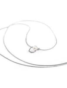 Minimalistický stříbrný náhrdelník Drop 40-45cm, Barva perly: Bílá