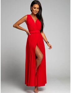 FASARDI Elegantní červené maxi šaty se zavazováním