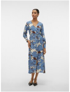 Modré dámské květované šaty Vero Moda Berta - Dámské