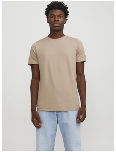 Béžové pánské basic tričko Jack & Jones Organic - Pánské