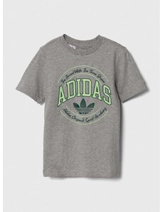 Dětské bavlněné tričko adidas Originals šedá barva, s potiskem