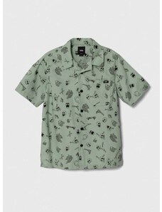 Dětská bavlněná košile Vans zelená barva