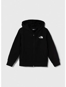 Dětská bavlněná mikina The North Face FZ OVERSIZE LIGHT HOODIE černá barva, s kapucí, s potiskem