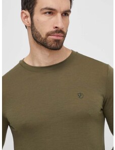 Vlněné tričko s dlouhým rukávem Fjallraven Abisko Wool zelená barva, F87194