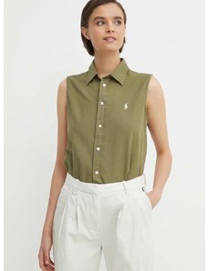 Bavlněná košile Polo Ralph Lauren zelená barva, regular, s klasickým límcem, 211906512