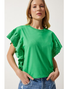 Happiness İstanbul Women's Green Scalloped Knitted Blouse