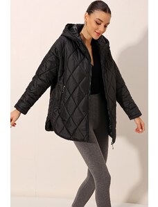 Bigdart 5181 Hooded Quilted Coat - Black