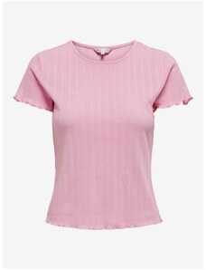 Růžové dámské žebrované tričko ONLY Carlotta - Dámské
