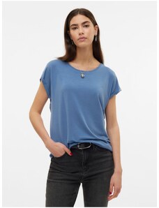 Modré dámské basic tričko Vero Moda Ava - Dámské