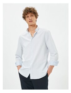 Koton Sports Shirt Slim Fit Minimal Print Detailed Classic Collar Long Sleeve Non Iron