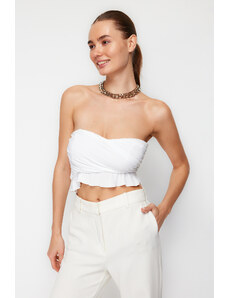 Trendyol Bridal White Crop Frilly Knitted Bustier