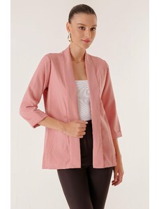 By Saygı Shawl Collar Length Lycra Double Sleeve Fabric Short Jacket