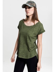 UC Ladies Dámské tričko s dlouhým zády ve tvaru spreje s barvivem olivové