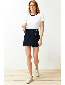Trendyol Navy Blue Pocket Detailed Mini Woven Shorts Skirt