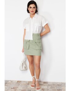 Trendyol Mint Premium Quality Mini Length Woven Skirt with Pocket Detail