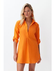 Trendyol Orange Mini Woven 100% Cotton Beach Dress