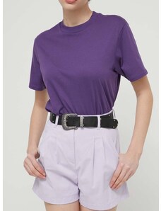 Kraťasy Tommy Jeans dámské, fialová barva, hladké, high waist, DW0DW17775
