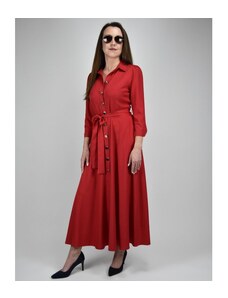Červené košilové šaty z viskózy Carmen Fashion