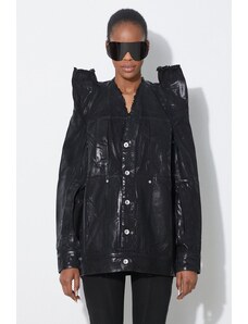 Džínová bunda Rick Owens Denim Jacket Tec Worker dámská, černá barva, přechodná, DS01D1704.BF.09