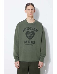 Bavlněná mikina Human Made Military Sweatshirt pánská, zelená barva, s potiskem, HM27CS020