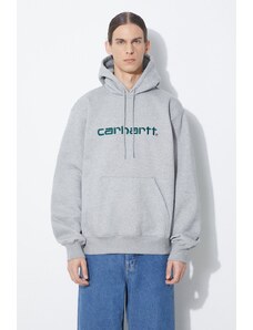 Mikina Carhartt WIP Hooded Carhartt Sweat pánská, šedá barva, s kapucí, s aplikací, I030547.24FXX