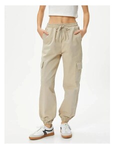 Koton Cargo Jogger Trousers Comfortable Fit Elastic Waist Tie Pocket Cotton