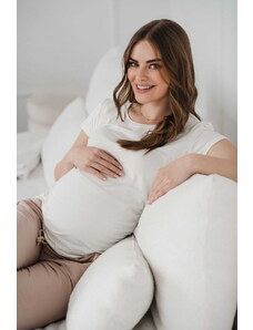 milk & love Těhotenské tričko Belly Cream White, kr.rukáv