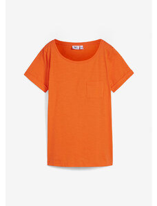 bonprix Žíhané triko s náprsní kapsou, z organické bavlny Oranžová