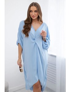 FASARDI Modré oversize šaty s ozdobným výstřihem