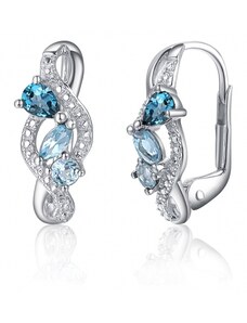 Gems, Diamantové náušnice Astrid, bílé zlato s brilianty a blue topazem, 3884745-0-0-93