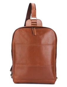 Jaipurleathers městský kožený batoh přes jedno rameno Bruno, hnědý 14,5 l