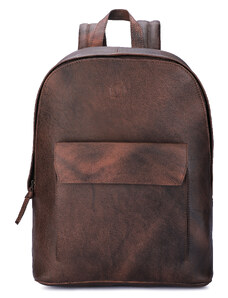 Jaipurleathers městský kožený batoh Hugo, tmavě hnědý 31,5 l